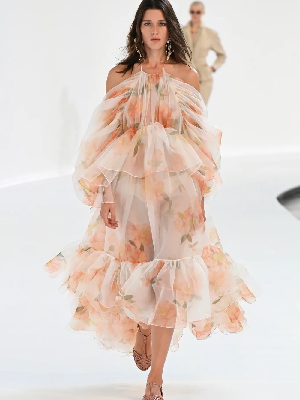 Zimmermann Natural Gathered Midi Dress